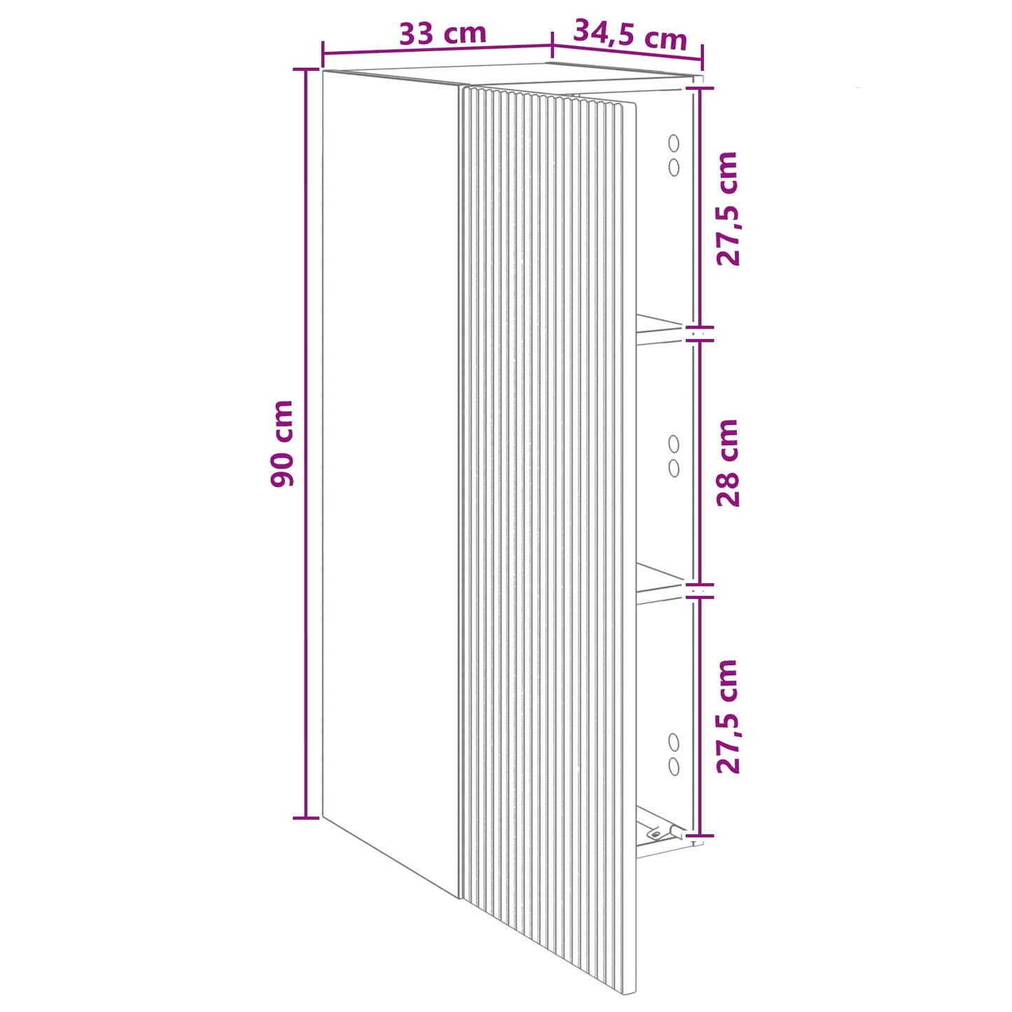 vidaXL Wall-Mounted Cabinet 33 x 34.5 x 90 cm Engineered Wood