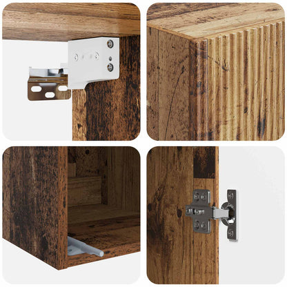 vidaXL Wall-Mounted Cabinet Old Wood 33 x 34.5 x 90 cm Engineered Wood