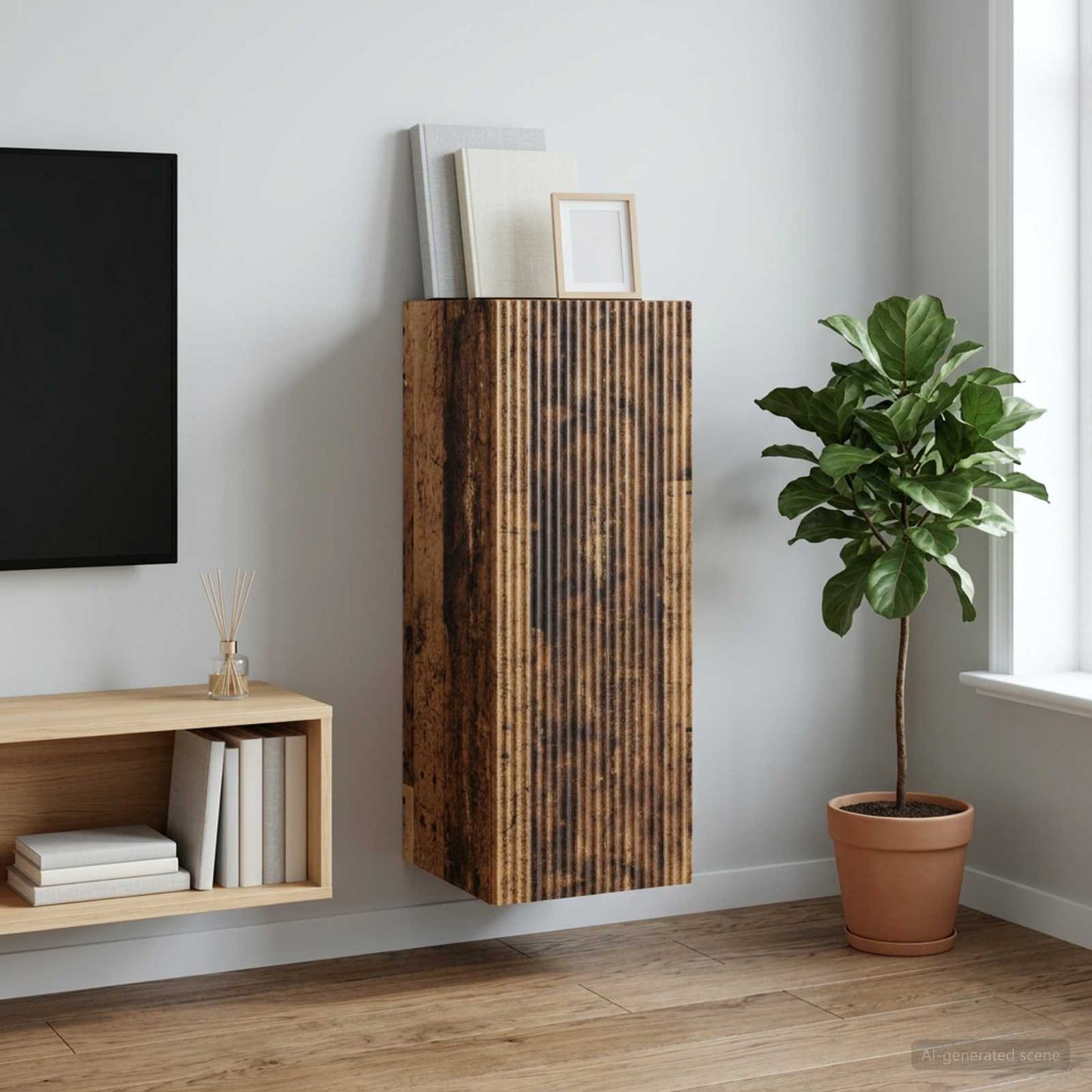 vidaXL Wall-Mounted Cabinet Old Wood 33 x 34.5 x 90 cm Engineered Wood