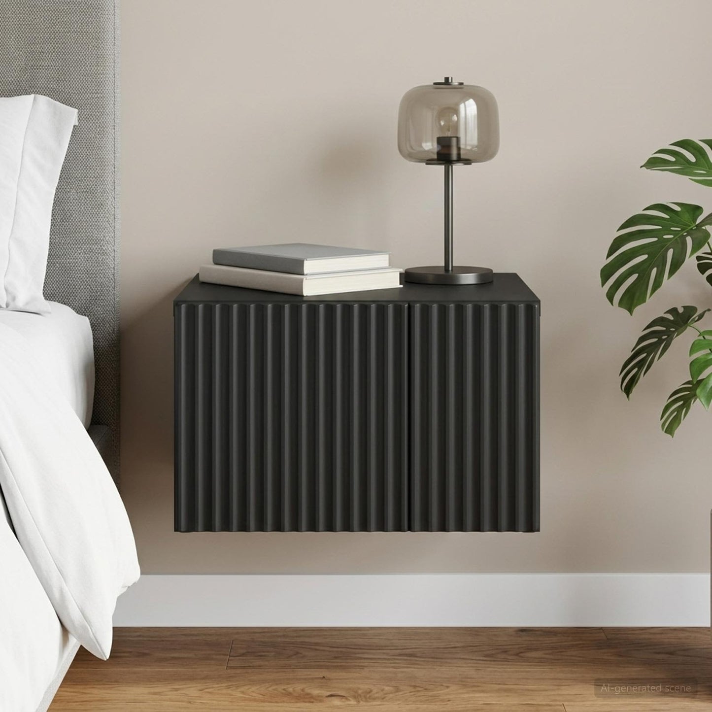 vidaXL Wall-Mounted Bedside Cabinet Black 33 x 34.5 x 20 cm