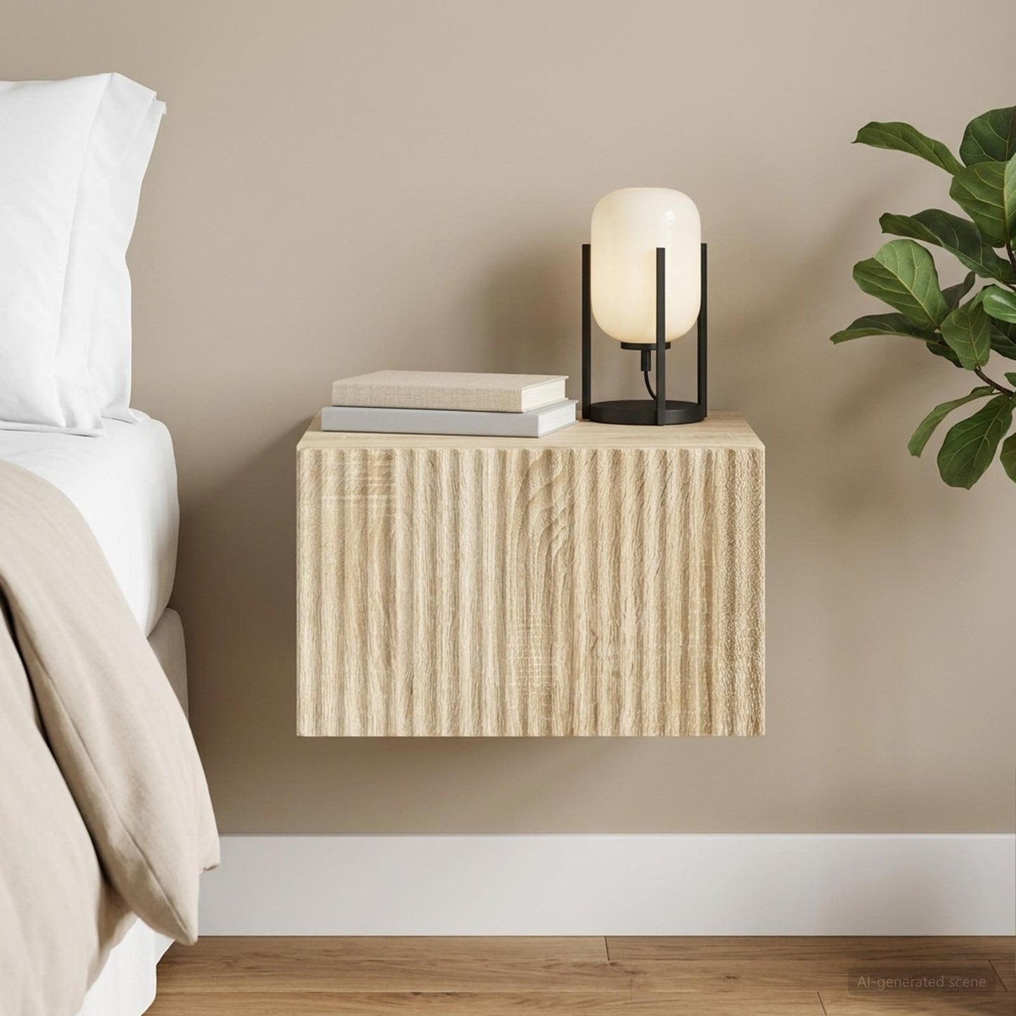 vidaXL Wall-Mounted Bedside Cabinet Sonoma Oak 33 x 34.5 x 20 cm