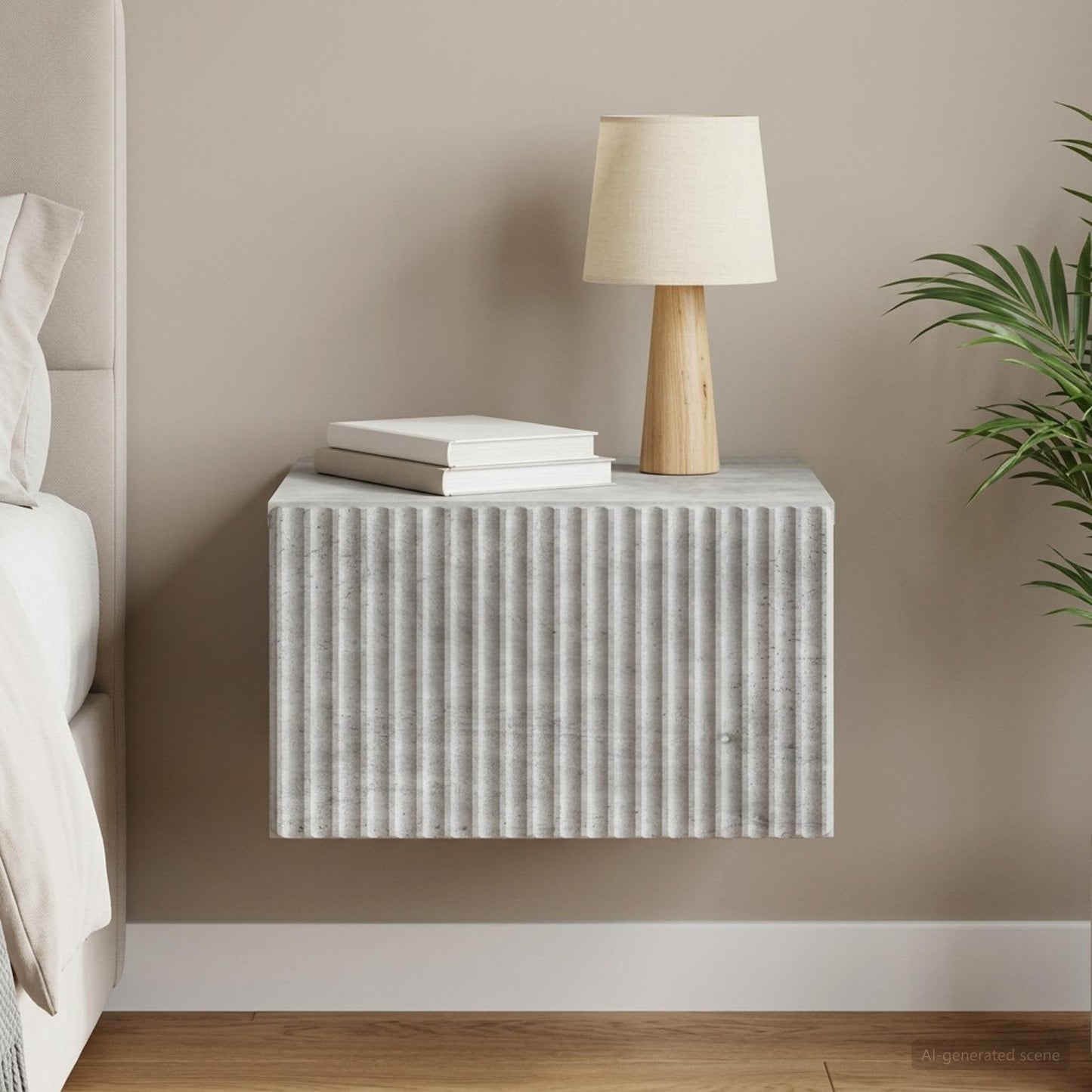vidaXL Wall-Mounted Bedside Cabinet Concrete Grey 33 x 34.5 x 20 cm