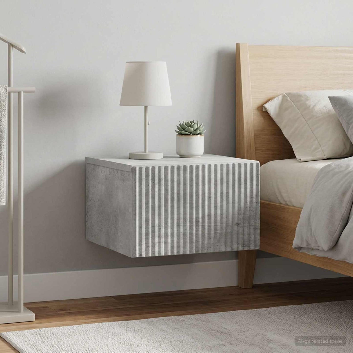 vidaXL Wall-Mounted Bedside Cabinet with Drawer 2 pcs Concrete Grey