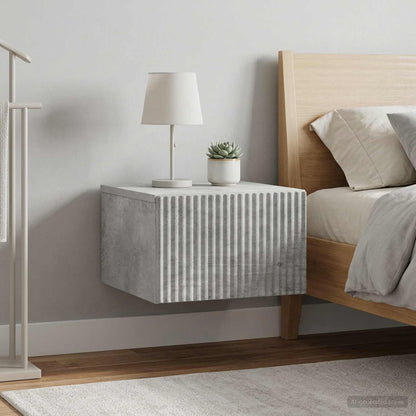vidaXL Wall-Mounted Bedside Cabinet with Drawer 2 pcs Concrete Grey