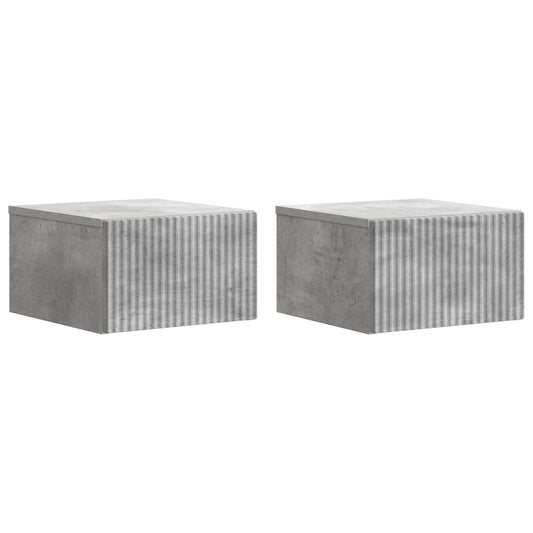 vidaXL Wall-Mounted Bedside Cabinet with Drawer 2 pcs Concrete Grey