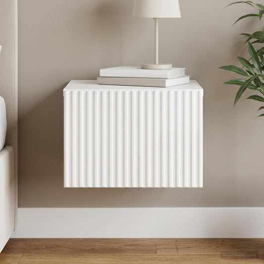 vidaXL Wall-Mounted Bedside Cabinet High Gloss White 33 x 34.5 x 20 cm