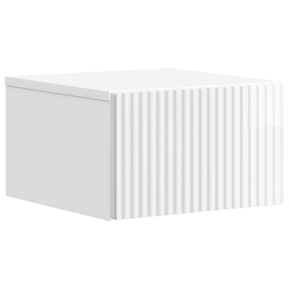 vidaXL Wall-Mounted Bedside Cabinet High Gloss White 33 x 34.5 x 20 cm
