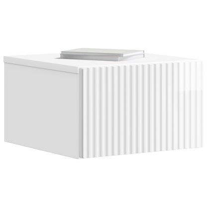 vidaXL Wall-Mounted Bedside Cabinet High Gloss White 33 x 34.5 x 20 cm