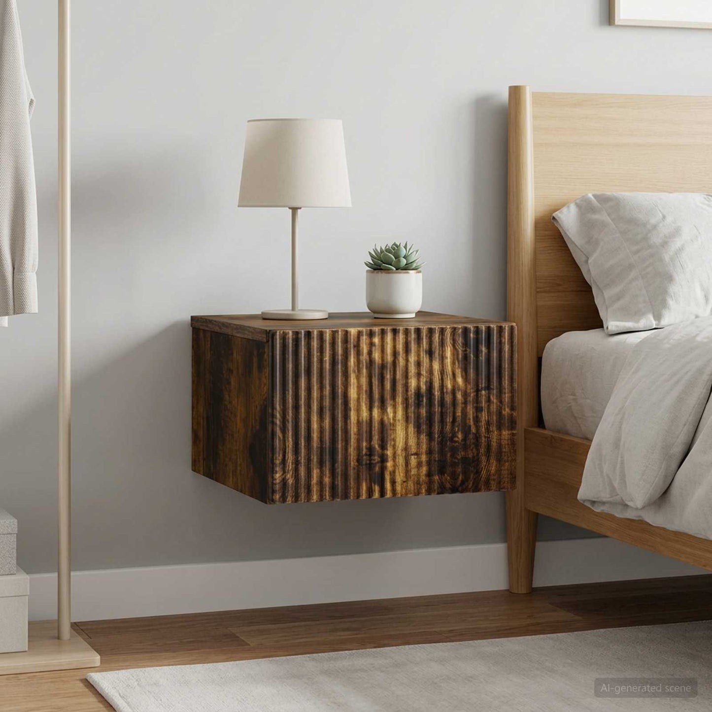 vidaXL Wall-Mounted Bedside Cabinet 2 pcs Smoked Oak 33 x 34.5 x 20 cm