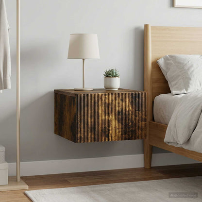 vidaXL Wall-Mounted Bedside Cabinet 2 pcs Smoked Oak 33 x 34.5 x 20 cm