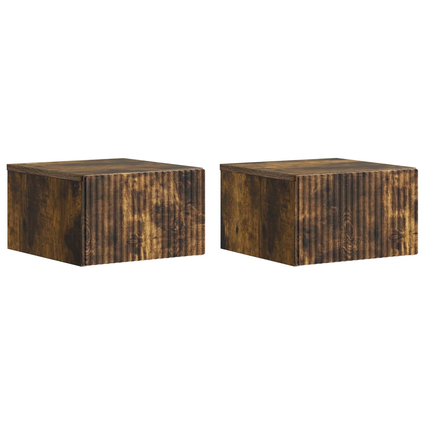 vidaXL Wall-Mounted Bedside Cabinet 2 pcs Smoked Oak 33 x 34.5 x 20 cm