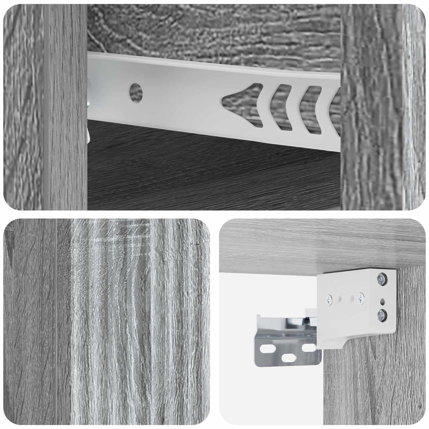 vidaXL Wall-Mounted Bedside Cabinet Grey Sonoma 33 x 34.5 x 20 cm
