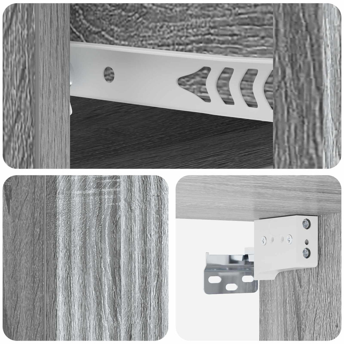 vidaXL Wall-Mounted Bedside Cabinet Grey Sonoma 33 x 34.5 x 20 cm