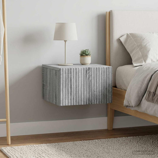 vidaXL Wall-Mounted Bedside Cabinet 2 pcs Grey Sonoma Engineered Wood