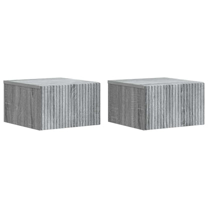 vidaXL Wall-Mounted Bedside Cabinet 2 pcs Grey Sonoma Engineered Wood