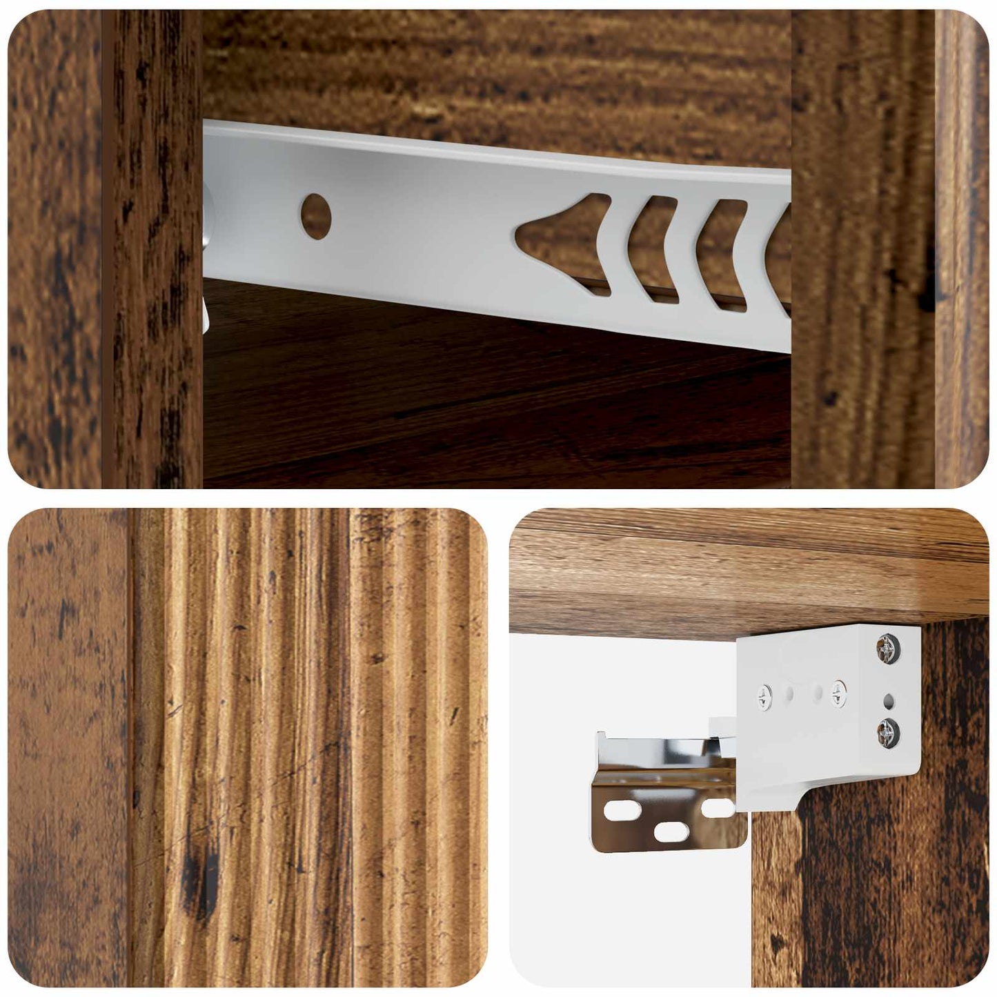 vidaXL Wall-Mounted Bedside Cabinet Old Wood 33 x 34.5 x 20 cm