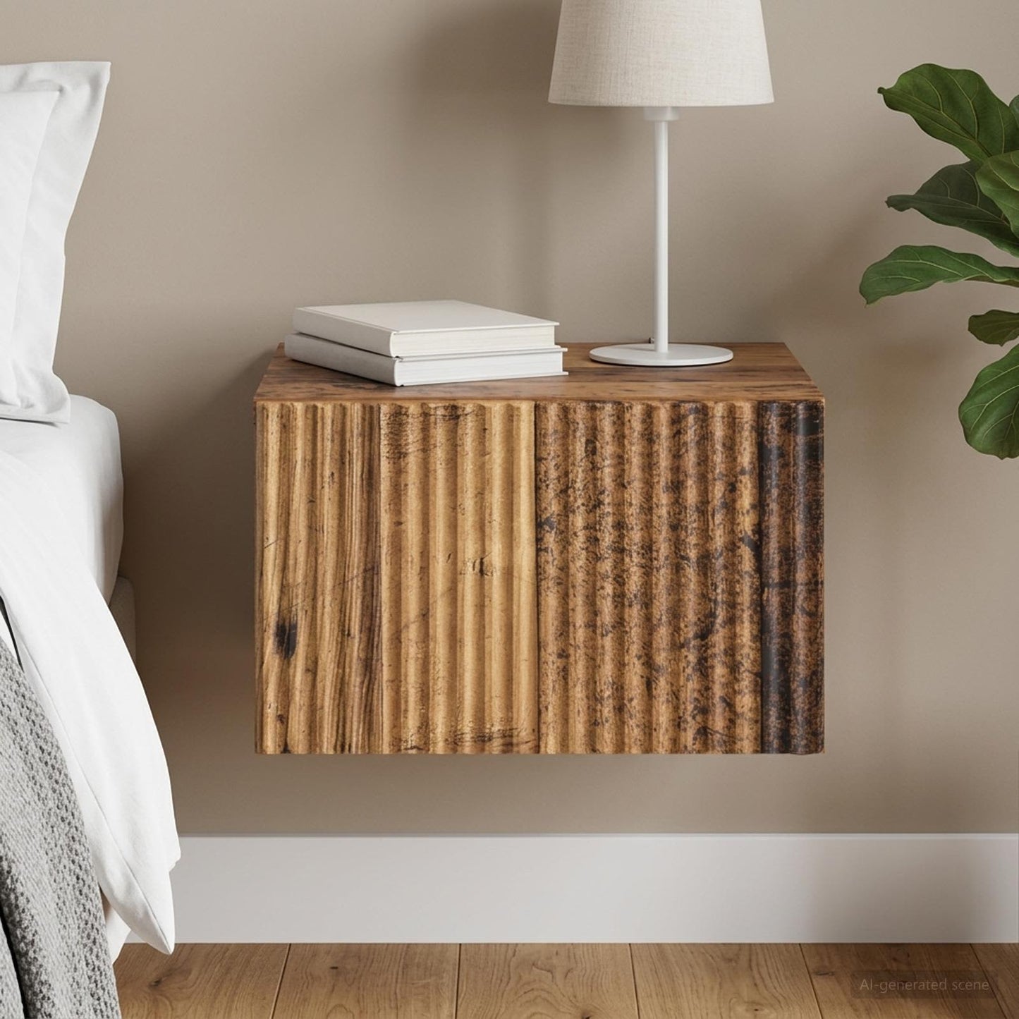 vidaXL Wall-Mounted Bedside Cabinet Old Wood 33 x 34.5 x 20 cm