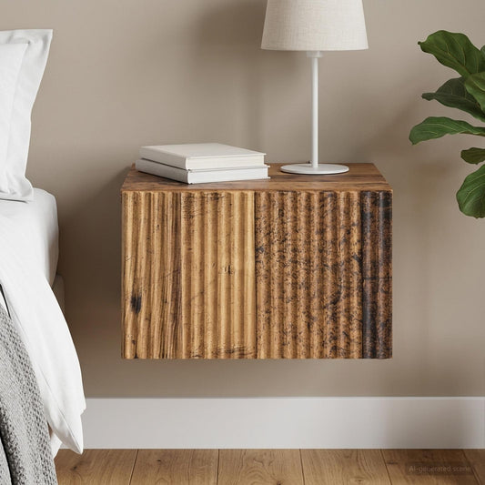 vidaXL Wall-Mounted Bedside Cabinet Old Wood 33 x 34.5 x 20 cm