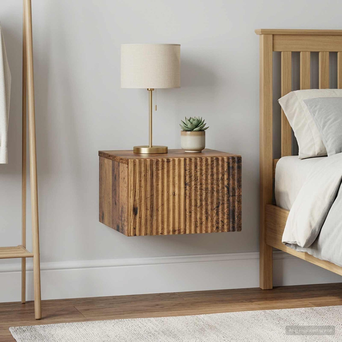 vidaXL Wall-Mounted Bedside Cabinet 2 pcs Old Wood 33 x 34.5 x 20 cm