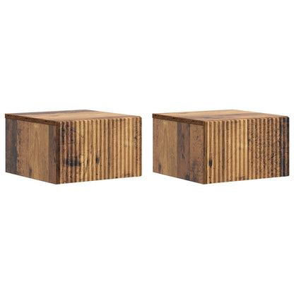 vidaXL Wall-Mounted Bedside Cabinet 2 pcs Old Wood 33 x 34.5 x 20 cm