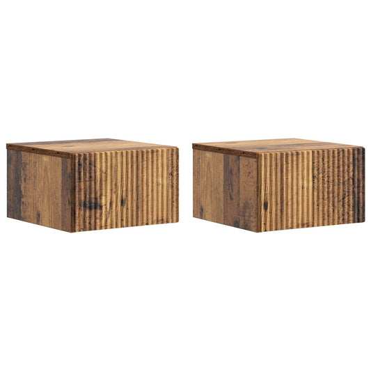 vidaXL Wall-Mounted Bedside Cabinet 2 pcs Old Wood 33 x 34.5 x 20 cm
