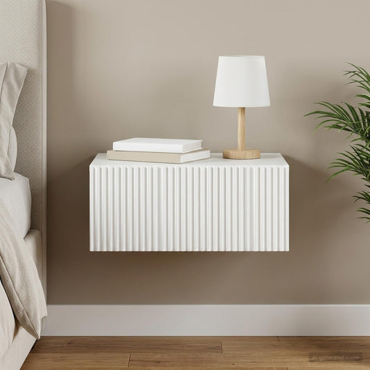 vidaXL Wall-Mounted Bedside Cabinet White 49 x 34.5 x 20 cm