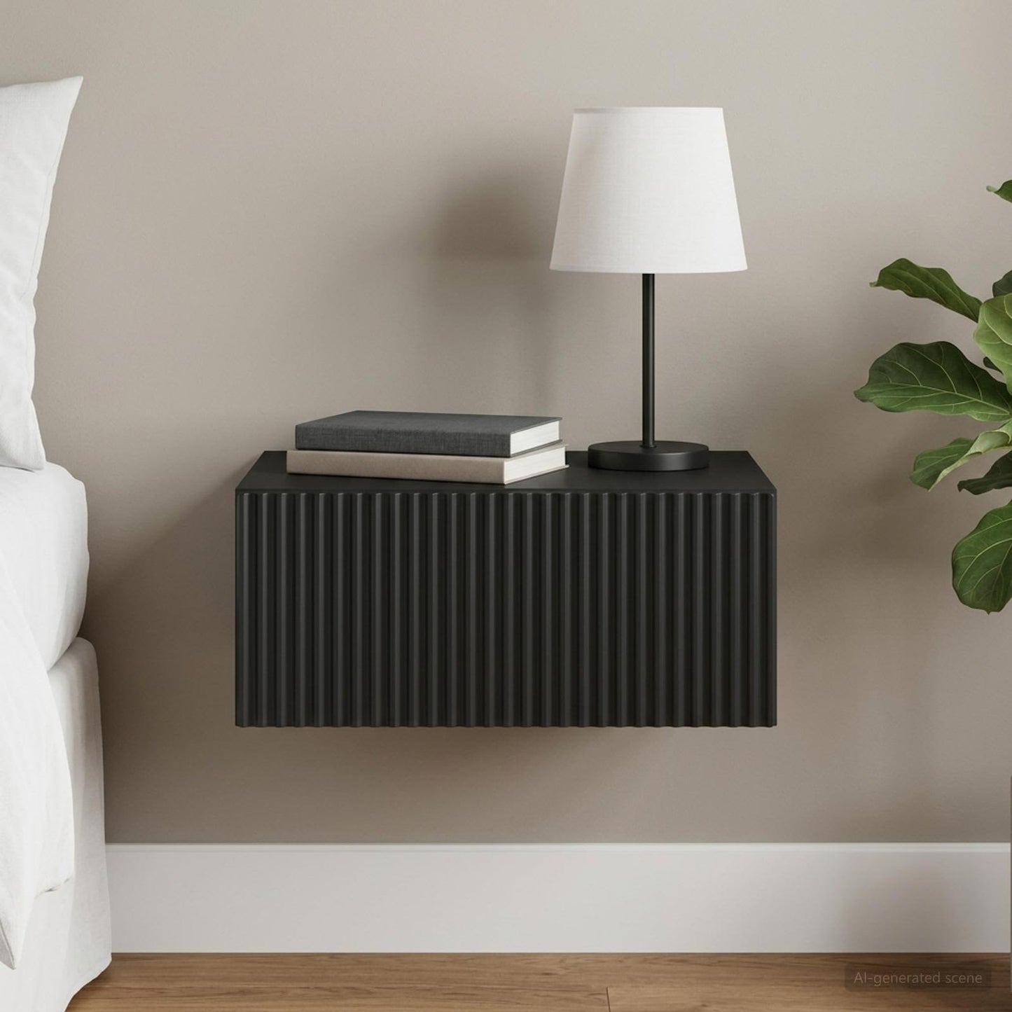 vidaXL Wall-Mounted Bedside Cabinet Black 49 x 34.5 x 20 cm
