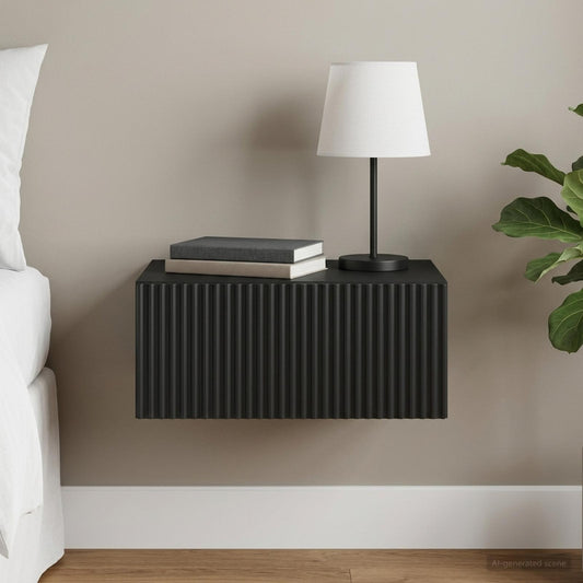 vidaXL Wall-Mounted Bedside Cabinet Black 49 x 34.5 x 20 cm