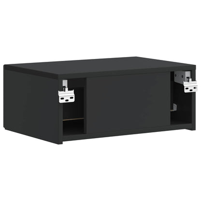 vidaXL Wall-Mounted Bedside Cabinet Black 49 x 34.5 x 20 cm