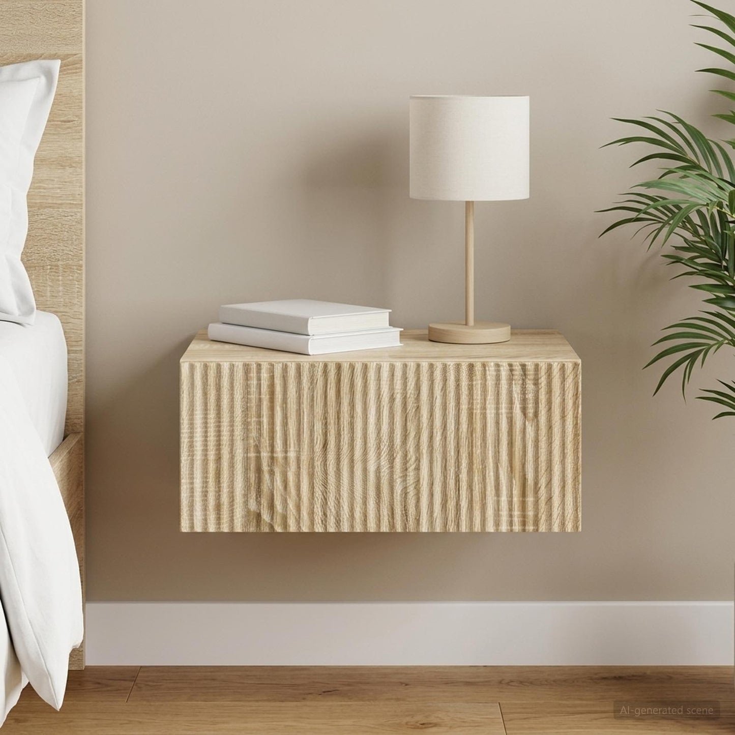 vidaXL Wall-Mounted Bedside Cabinet Sonoma Oak 49 x 34.5 x 20 cm
