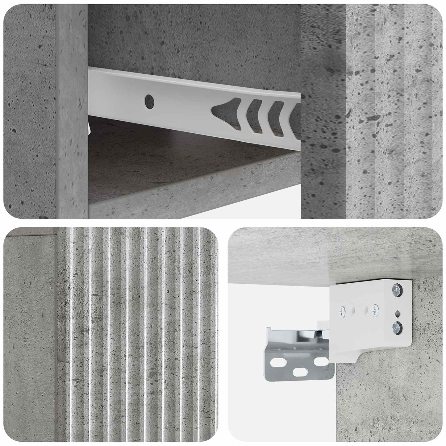 vidaXL Wall-Mounted Bedside Cabinet Concrete Grey 49 x 34.5 x 20 cm