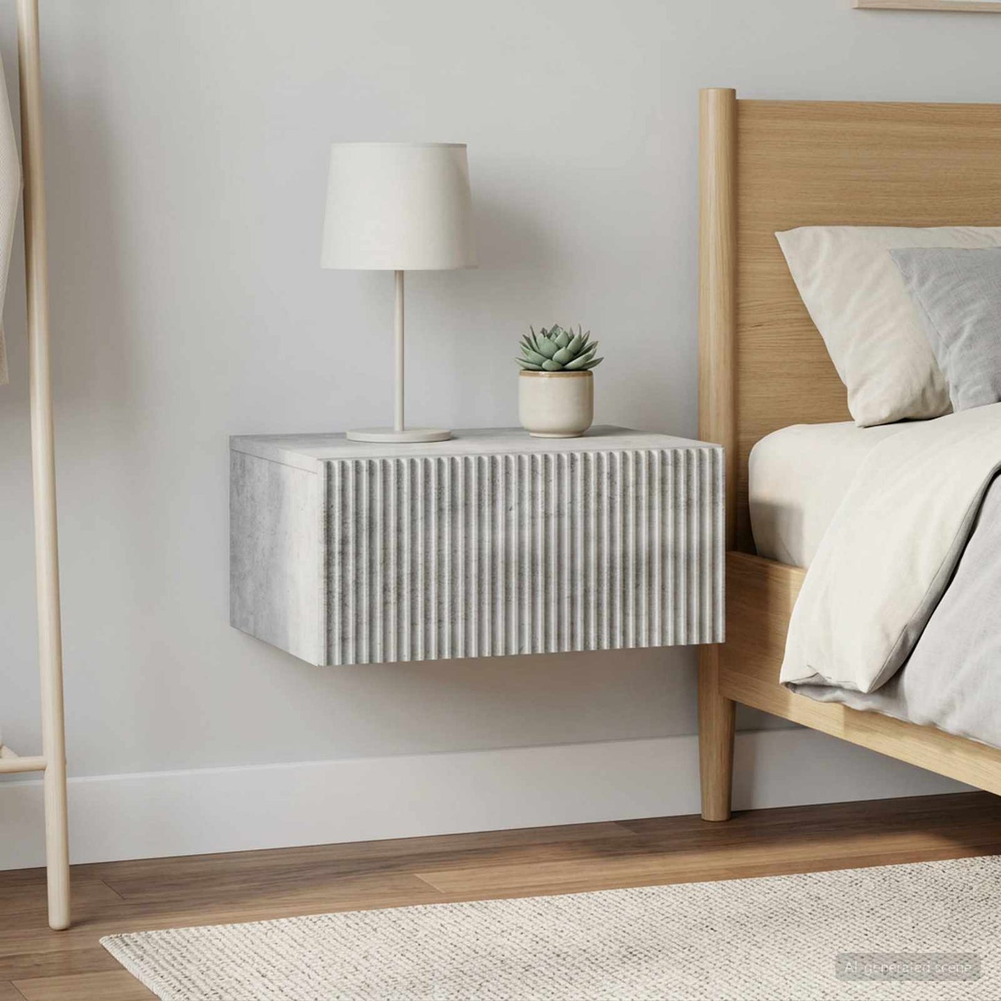 vidaXL Wall-Mounted Bedside Cabinet with Drawer 2 pcs Concrete Grey