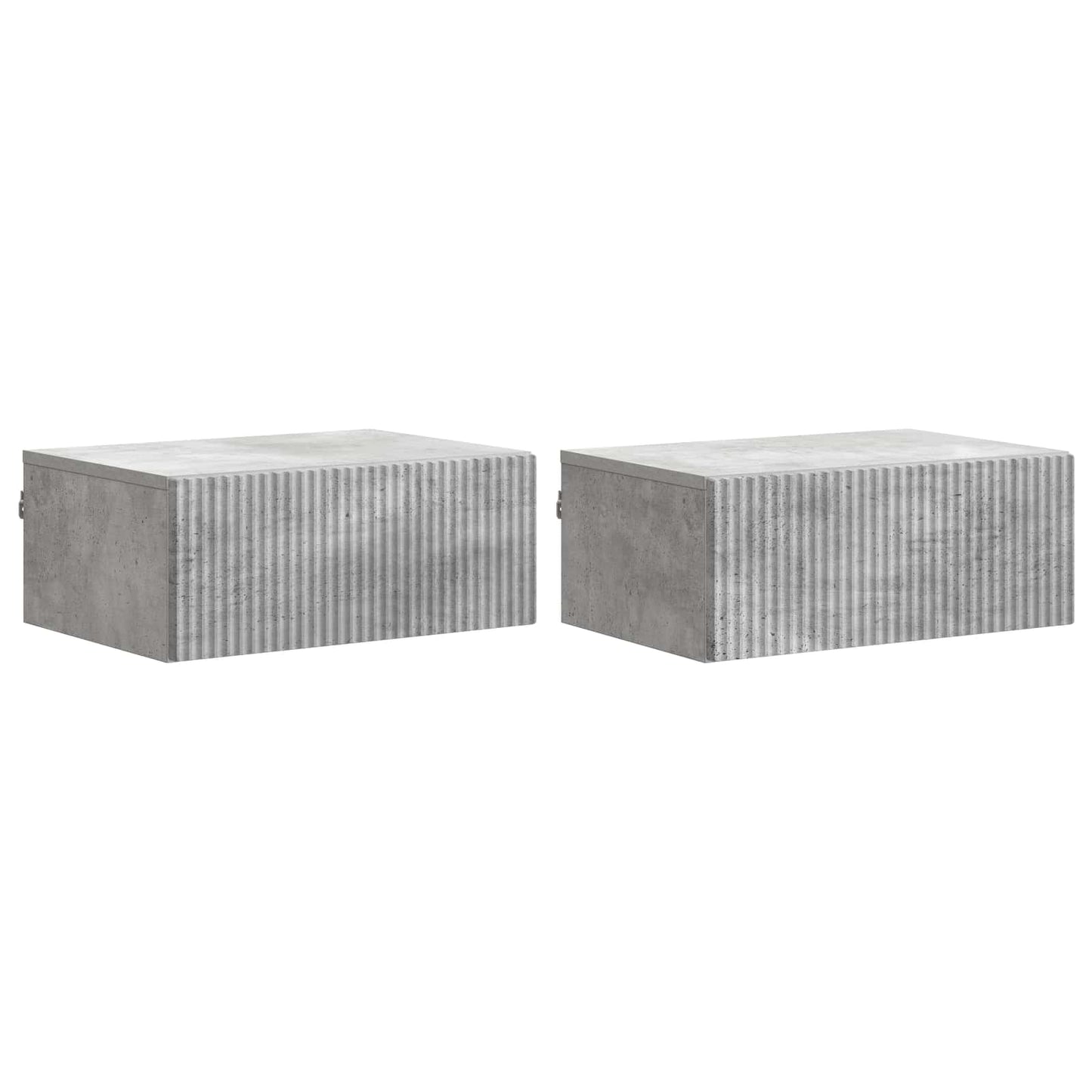 vidaXL Wall-Mounted Bedside Cabinet with Drawer 2 pcs Concrete Grey