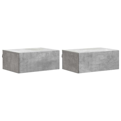 vidaXL Wall-Mounted Bedside Cabinet with Drawer 2 pcs Concrete Grey