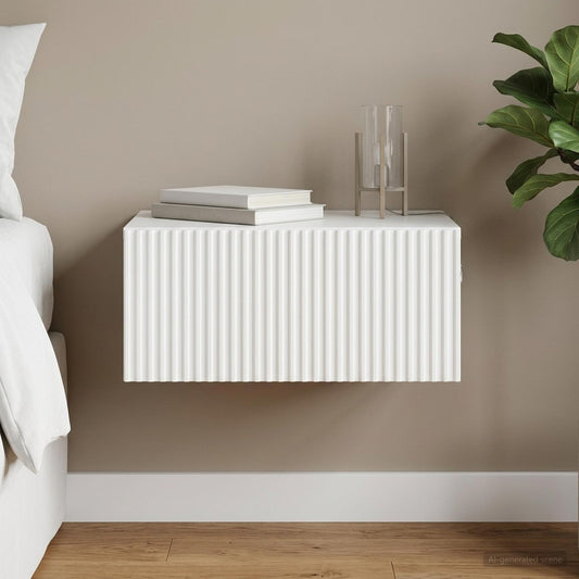 vidaXL Wall-Mounted Bedside Cabinet High Gloss White 49 x 34.5 x 20 cm