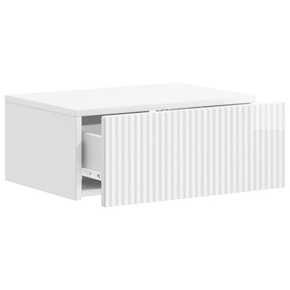 vidaXL Wall-Mounted Bedside Cabinet High Gloss White 49 x 34.5 x 20 cm