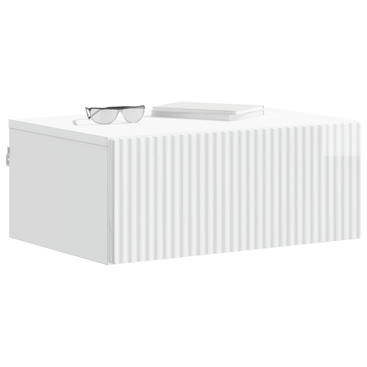 vidaXL Wall-Mounted Bedside Cabinet High Gloss White 49 x 34.5 x 20 cm