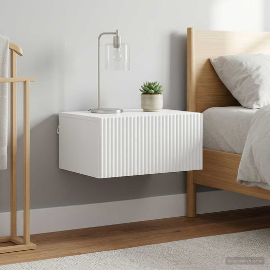 vidaXL Wall-Mounted Bedside Cabinet with Drawer 2 pcs High Gloss White