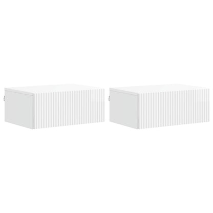 vidaXL Wall-Mounted Bedside Cabinet with Drawer 2 pcs High Gloss White