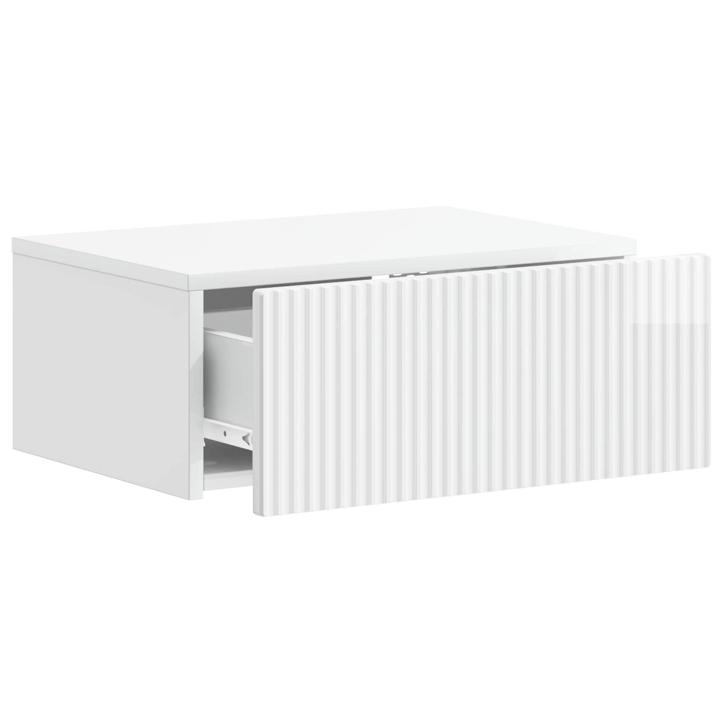 vidaXL Wall-Mounted Bedside Cabinet with Drawer 2 pcs High Gloss White