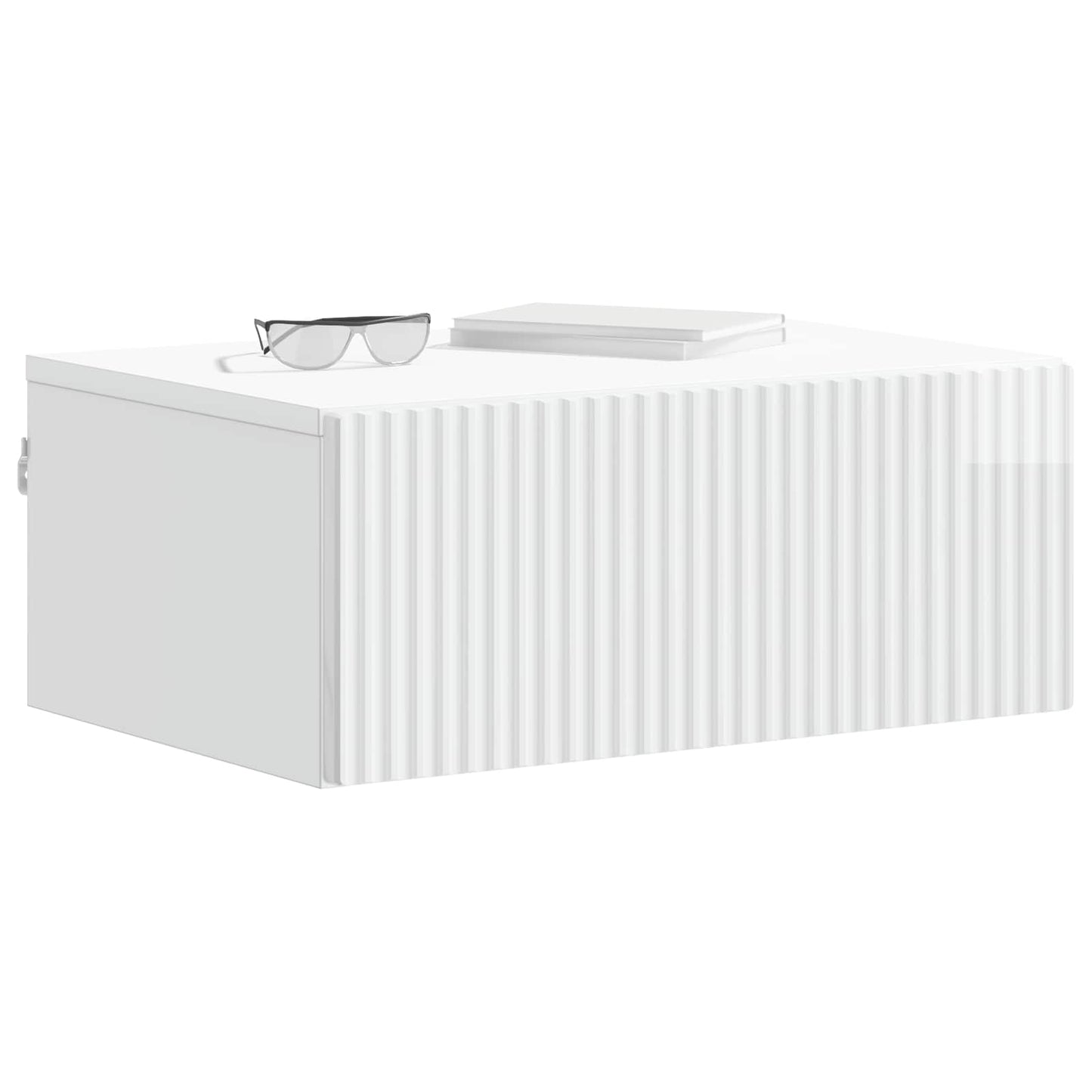 vidaXL Wall-Mounted Bedside Cabinet with Drawer 2 pcs High Gloss White