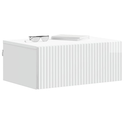 vidaXL Wall-Mounted Bedside Cabinet with Drawer 2 pcs High Gloss White