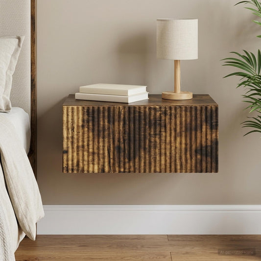 vidaXL Wall-Mounted Bedside Cabinet Smoked Oak 49 x 34.5 x 20 cm