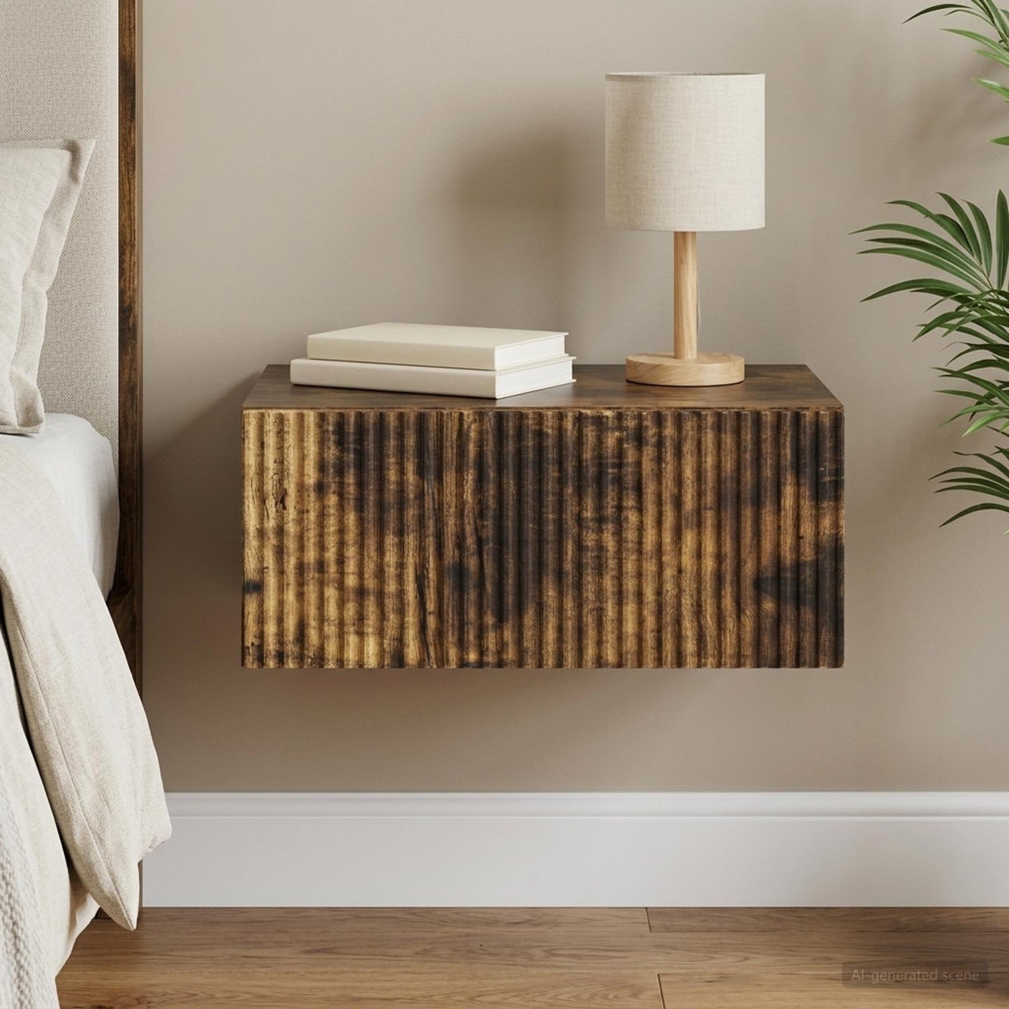 vidaXL Wall-Mounted Bedside Cabinet Smoked Oak 49 x 34.5 x 20 cm