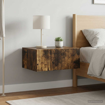 vidaXL Wall-Mounted Bedside Cabinet 2 pcs Smoked Oak 49 x 34.5 x 20 cm