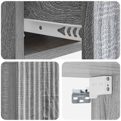 vidaXL Wall-Mounted Bedside Cabinet Grey Sonoma 49 x 34.5 x 20 cm