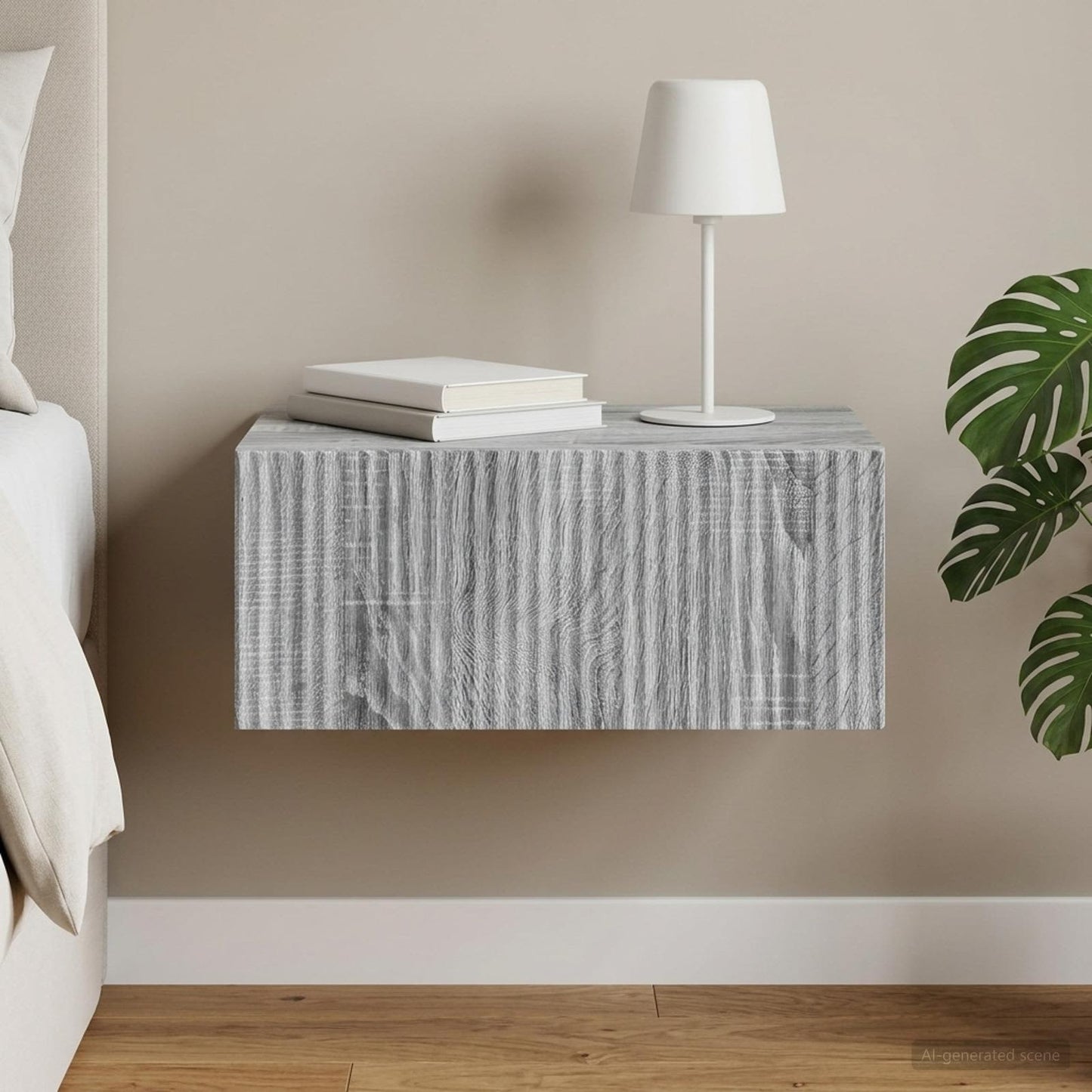 vidaXL Wall-Mounted Bedside Cabinet Grey Sonoma 49 x 34.5 x 20 cm