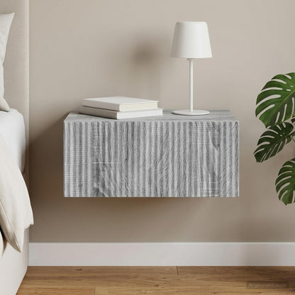 vidaXL Wall-Mounted Bedside Cabinet Grey Sonoma 49 x 34.5 x 20 cm