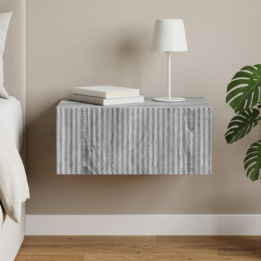 vidaXL Wall-Mounted Bedside Cabinet Grey Sonoma 49 x 34.5 x 20 cm