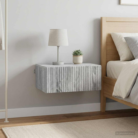 vidaXL Wall-Mounted Bedside Cabinet 2 pcs Grey Sonoma Engineered Wood